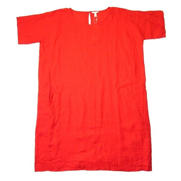 NWT Eileen Fisher Organic Handkerchief Linen Boxy Shift in Geranium Dress XL - Picture 1 of 6